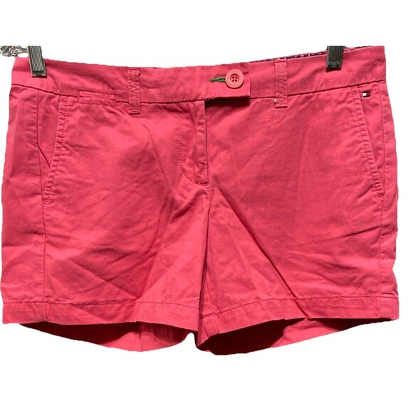 Tommy Hilfiger Women’s Shorts Size 4 Pink Chino Style w/ Pockets & Zip Closure - Picture 2 of 7